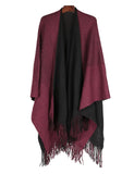 Karla Hanson Women's Reversible Knit Poncho Shawl | MaxStrata®