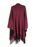 Karla Hanson Women's Reversible Knit Poncho Shawl | MaxStrata®