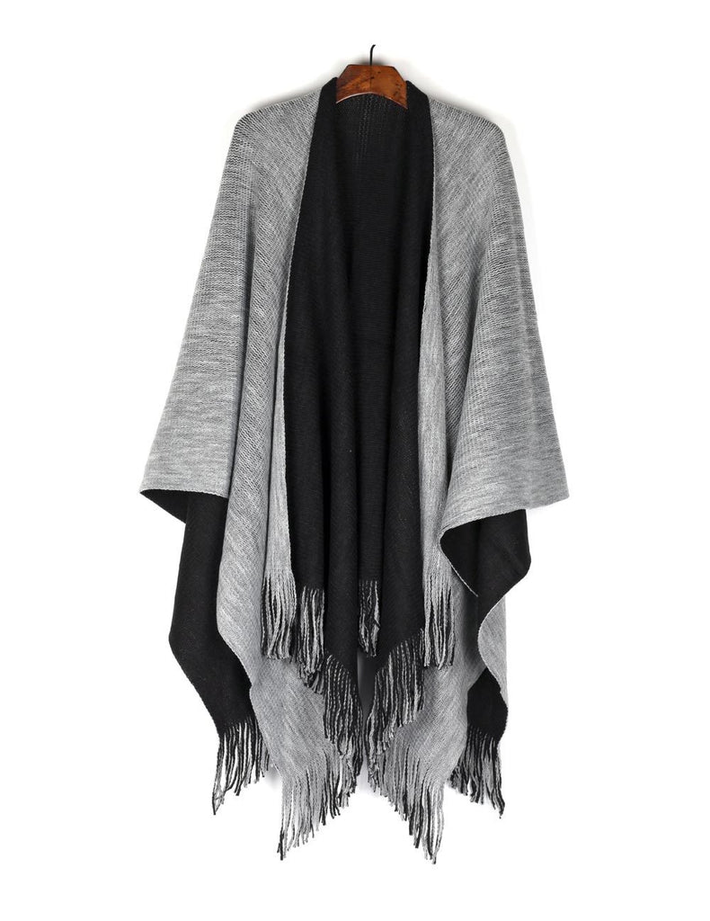 Karla Hanson Women's Reversible Knit Poncho Shawl