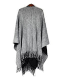 Karla Hanson Women's Reversible Knit Poncho Shawl | MaxStrata®