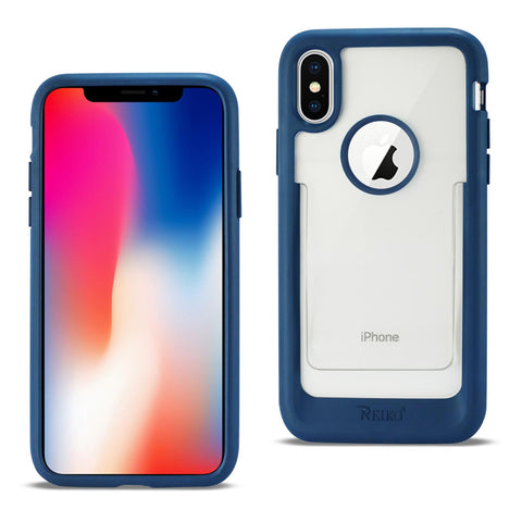 Reiko iPhone X/iPhone XS Belt Clip Polymer Case in Clear Blue | MaxStrata