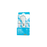 Reiko Micro USB Car Charger with Data USB Cable in White | MaxStrata