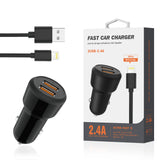Reiko 8 Pin Portable Car Charger with Built in 3 Ft Cable in Black | MaxStrata