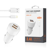 Reiko 8 Pin Portable Car Charger with Built in 3 Ft Cable in White | MaxStrata