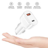 Reiko 36W PD Dual Ports Travel Car Charger Adapter Fast Charging with USB-C to 8 Pin Cable