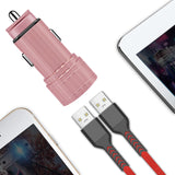 Reiko Dual Port USB Car Charger/ Adapter in Rose Gold (12Pcs) | MaxStrata