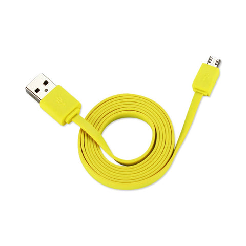 Reiko Tangle Free Micro USB Data Cable 3.3Ft in Yellow | MaxStrata
