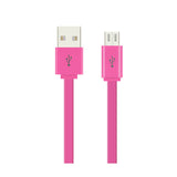 Reiko Flat Micro USB Data Cable 3.2Ft in Pink | MaxStrata