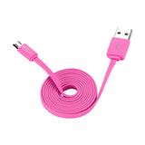 Reiko Flat Micro USB Data Cable 3.2Ft in Pink | MaxStrata