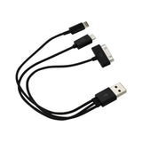 Reiko 8 Pin & Micro USB Trio 3-in-1 USB Data Cable 0.58Ft in Black | MaxStrata