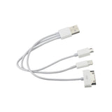 Reiko 8 Pin & Micro USB Trio 3-in-1 USB Data Cable 0.58Ft in White | MaxStrata
