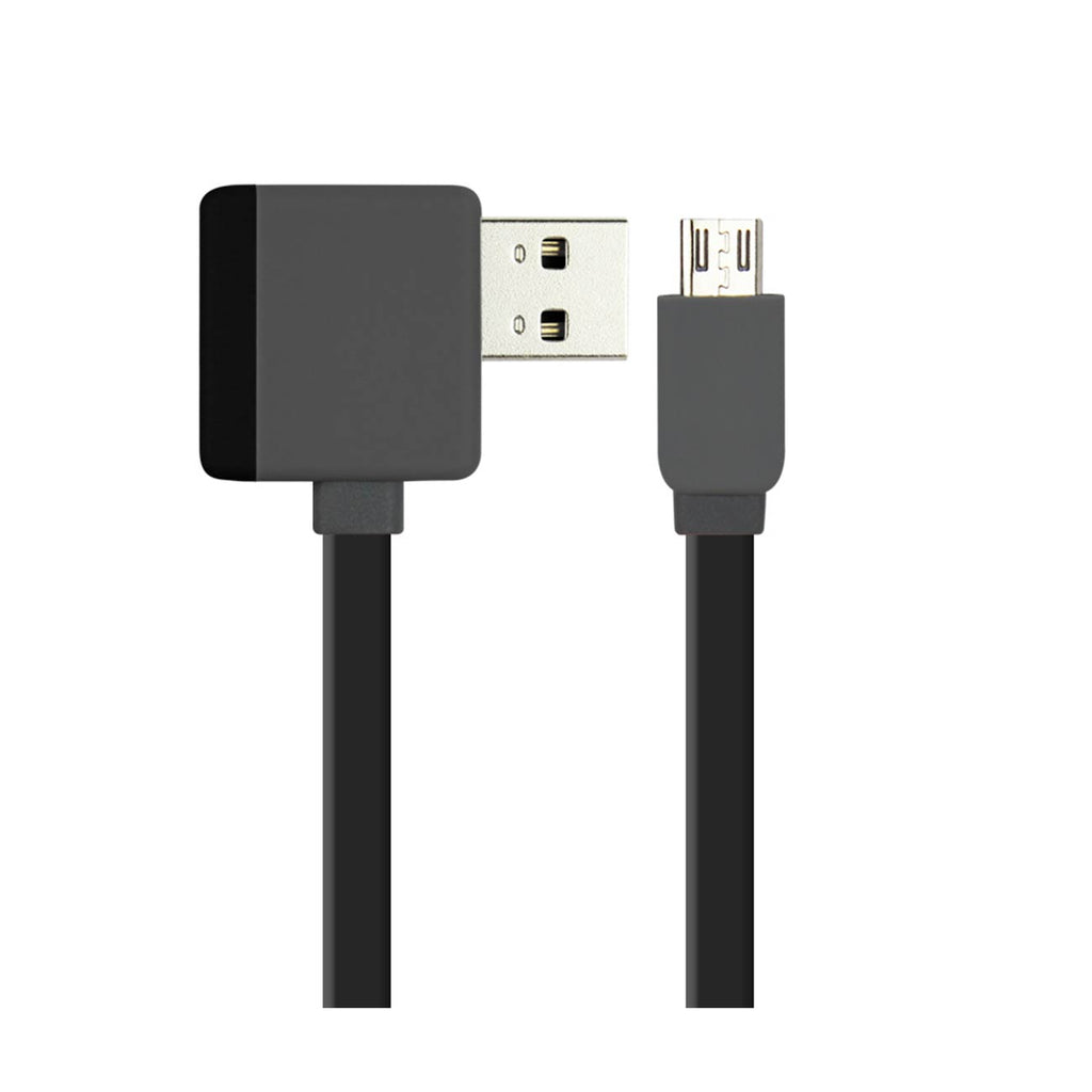 Reiko Micro USB Piggyback Flat Liberator USB Cable 3.2Ft in Black | MaxStrata