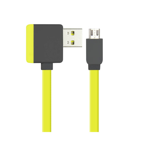 Reiko Micro USB Piggyback Flat Liberator USB Cable 3.2Ft in Yellow | MaxStrata