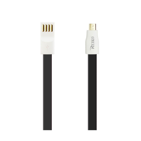 Reiko Flat Magnetic Gold Plated Micro USB Data Cable 0.7 Foot in Black | MaxStrata
