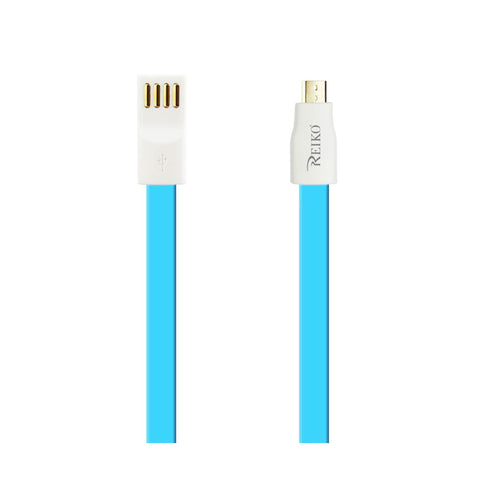 Reiko Flat Magnetic Gold Plated Micro USB Data Cable 0.7 Foot in Blue | MaxStrata