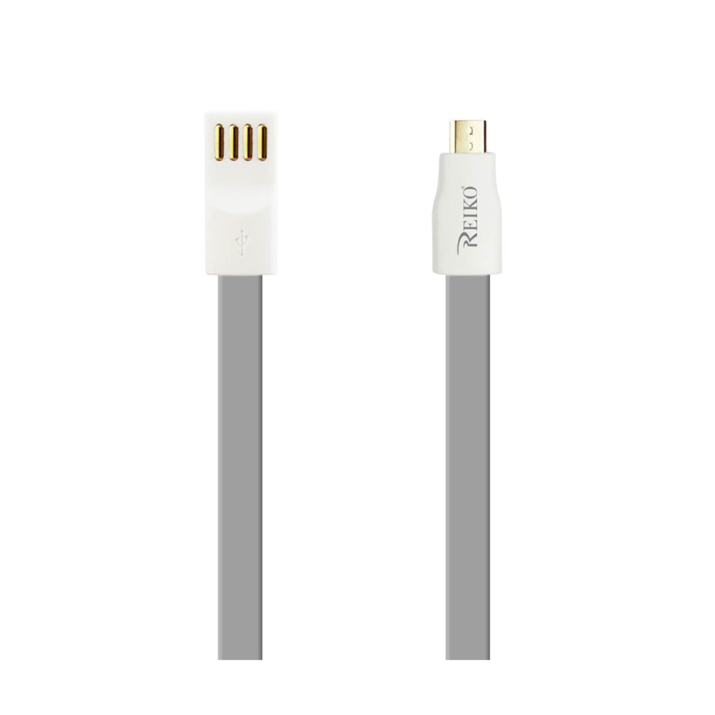 Reiko Flat Magnetic Gold Plated Micro USB Data Cable 0.7 Foot in Gray | MaxStrata