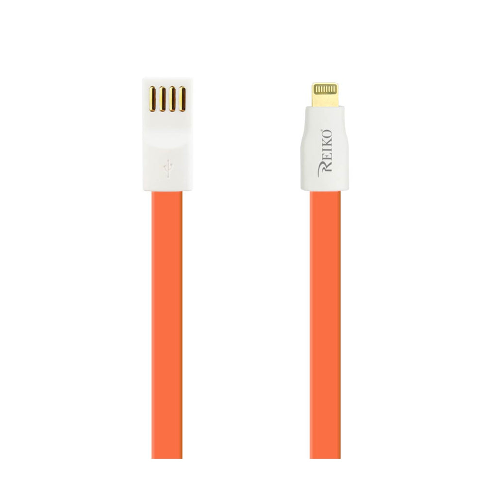 Reiko Flat Magnetic Gold Plated Micro USB Data Cable 0.7 Foot in Orange | MaxStrata