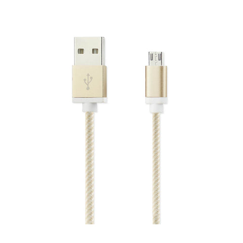 Reiko 3.3Ft Nylon Braided Micro USB Charging & Sync Data Cable for Android Phones in Gold | MaxStrata