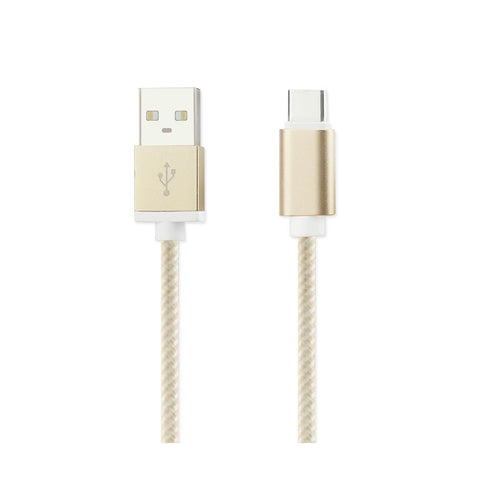Reiko 3.3Ft Nylon Braided Micro USB 2.0 Charging & Sync Data Cable for Type C Device in Gold | MaxStrata