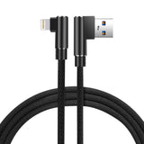 Reiko 3.3Ft Nylon Braided Material 8 Pin USB 2.0 Data Cable in Black | MaxStrata