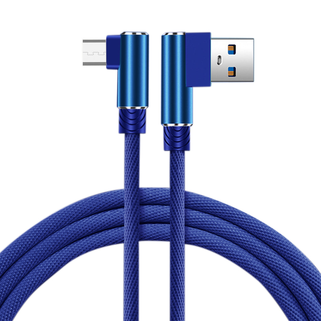 Reiko 3.3Ft Nylon Braided Material Micro USB 2.0 Data Cable in Blue | MaxStrata
