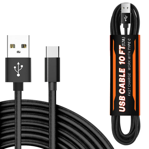 Reiko 10Ft USB Cable for Type-C in Black