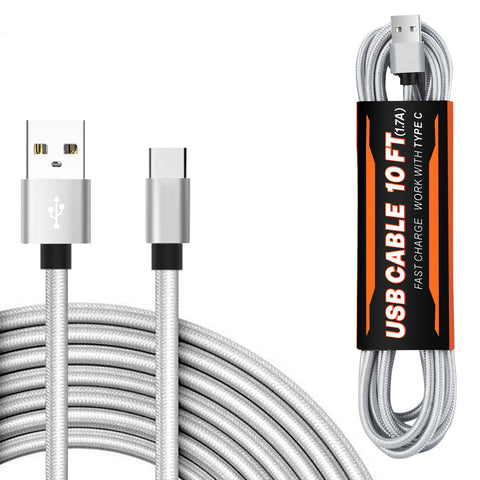 Reiko 10Ft USB Cable for Type-C in Silver