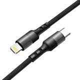 Reiko Power Delivery USB-C to 8-Pin Fast Charging & Sync Nylon-Braided 5Ft Cable in Black | MaxStrata