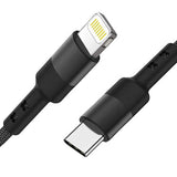 Reiko Power Delivery USB-C to 8-Pin Fast Charging & Sync Nylon-Braided 5Ft Cable in Black