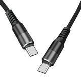 Reiko Power Delivery USB-C to C Fast Charging & Sync Nylon- Braided 5Ft Cable in Black | MaxStrata