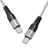 Reiko Power Delivery USB-C to C Fast Charging & Sync Nylon- Braided 5Ft Cable in Silver | MaxStrata