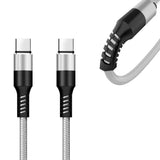 Reiko Power Delivery USB-C to C Fast Charging & Sync Nylon- Braided 5Ft Cable in Silver