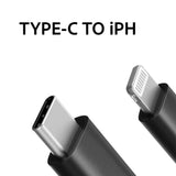 Reiko Power Delivery USB-C to 8-Pin Fast Charging & Sync Nylon-Braided 3Ft Cable in Black | MaxStrata