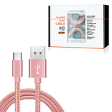 Reiko USB-C Fast Charge/Sync Cable 6.5 Ft in Rose Gold (12Pcs) | MaxStrata