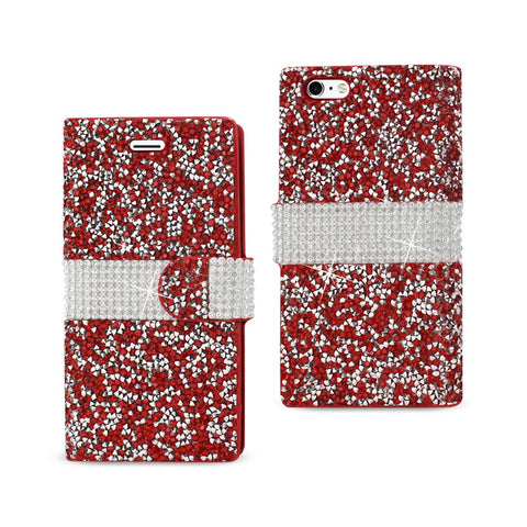 Reiko iPhone 6 Diamond Rhinestone Wallet Case in Red | MaxStrata