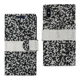 Reiko iPhone X/iPhone XS Diamond Rhinestone Wallet Case in Black | MaxStrata