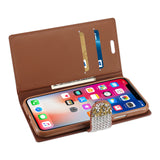Reiko iPhone X/iPhone XS Diamond Rhinestone Wallet Case in Gold | MaxStrata