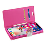 Reiko iPhone X/iPhone XS Diamond Rhinestone Wallet Case in Pink | MaxStrata