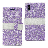 Reiko iPhone X/iPhone XS Diamond Rhinestone Wallet Case in Purple | MaxStrata