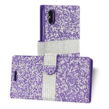 Reiko iPhone X/iPhone XS Diamond Rhinestone Wallet Case in Purple | MaxStrata