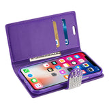 Reiko iPhone X/iPhone XS Diamond Rhinestone Wallet Case in Purple | MaxStrata