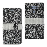 Reiko LG G6 Diamond Rhinestone Wallet Case in Black | MaxStrata
