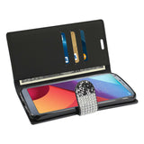 Reiko LG G6 Diamond Rhinestone Wallet Case in Black | MaxStrata