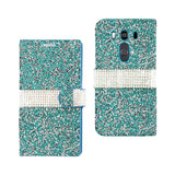 Reiko LG V10 Diamond Rhinestone Wallet Case in Blue | MaxStrata