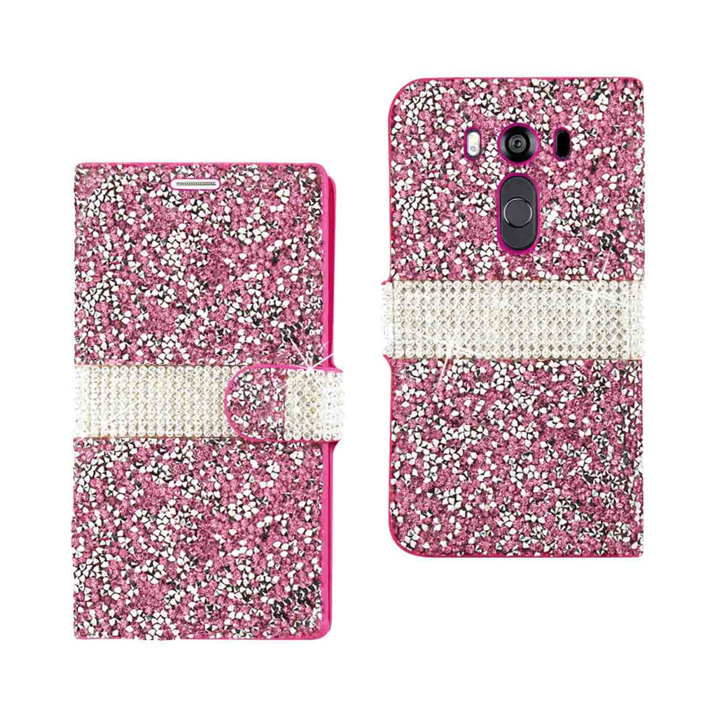 Reiko LG V10 Diamond Rhinestone Wallet Case in Pink | MaxStrata