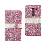 Reiko LG V10 Diamond Rhinestone Wallet Case in Pink | MaxStrata
