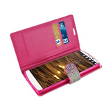 Reiko LG V10 Diamond Rhinestone Wallet Case in Pink | MaxStrata