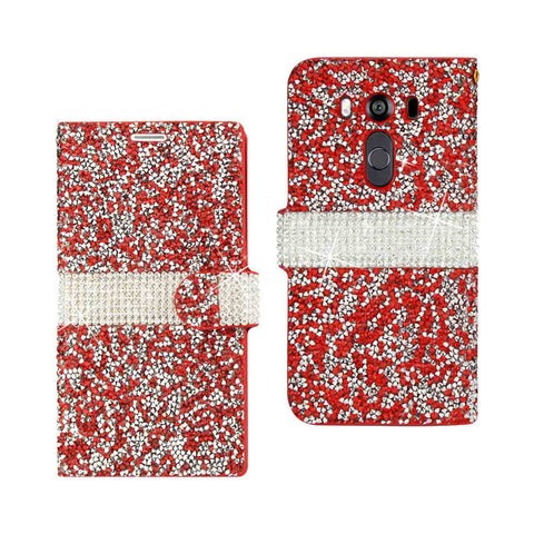 Reiko LG V10 Diamond Rhinestone Wallet Case in Red | MaxStrata