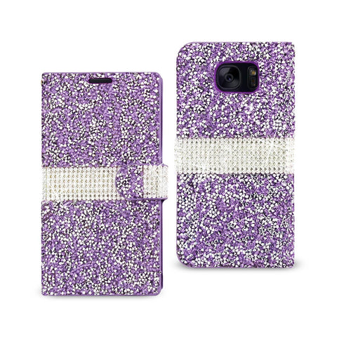 Reiko Samsung Galaxy S7 Edge Diamond Rhinestone Wallet Case in Purple | MaxStrata