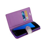 Reiko Samsung Galaxy S7 Edge Diamond Rhinestone Wallet Case in Purple | MaxStrata
